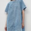 Denim Dress for Women Summer Casual Short Sleeve Chambray Mini Jean Dresses with Pockets