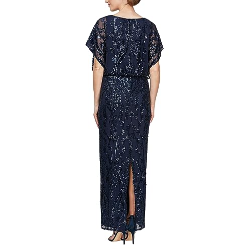 Women's Long Blouson Dress with Flutter Sleeves