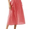 Plaid Skirts for Women Elastic Waist Midi Skirt with Pockets Vintage Flowy Gingham Long Skirt