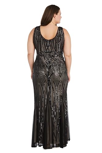 Long Beaded Dress W/Contrast Lining, V-Neckline & Godet Skirt