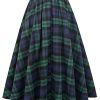 Plaid Skirt for Womens High Waist Aline Pleated Midi Skirts