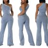 Women Trendy Asymmetric One Piece Bodycon Denim Romper Sexy Slim Jean Jumpsuit Oversize Fascinating Stretch Pants