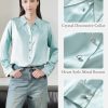 Silk Blouses for Women Long Sleeve Women??s 100% Pure Silk Blouses Elegant Button Down Shirt Smooth Tops Cool Shirts