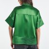 Women's Button Down Shirts Short Sleeve Cropped Dressy Casual Shirts Tops Loose Business Work Blouses
