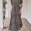 Summer Dresses for Women 2025 Casual Floral Boho Midi Sun Dress Puff Short Sleeve Flowy Beach Vacation Sundress