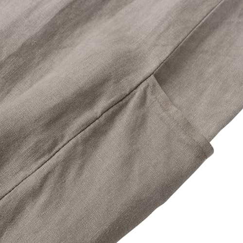 Women's 100% Linen Plant-Dyed Sleeveless V-Neck Midi Dress with Slit
