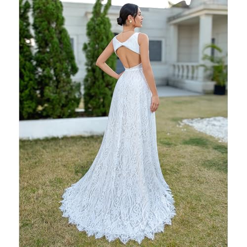 Women's Lace Boho Wedding Dress for Bride with Double Shoulders 2025 Bohemian Long A-Line Beach Bridal Gowns