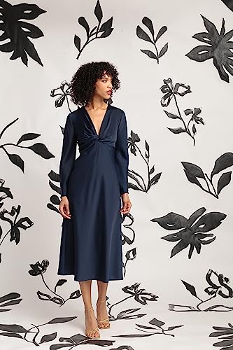 Women's Twist V-Neck Bias Skirt Midi