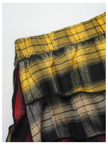 Women's Plaid Skirt Low Waist Asymmetrical Tiered Ruffle Y2k Mini Skirts