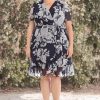 Women's Faux Wrap Dress with Ruffle Skirt Occasion Shower Office Career