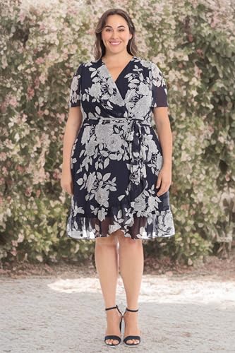 Women's Faux Wrap Dress with Ruffle Skirt Occasion Shower Office Career