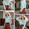 Silk Blouses for Women Long Sleeve Women??s 100% Pure Silk Blouses Elegant Button Down Shirt Smooth Tops Cool Shirts