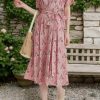 Womens Summer Floral Maxi Dress Short Sleeve V Neck Button Belt Casual Long Flowy Shirt Dress