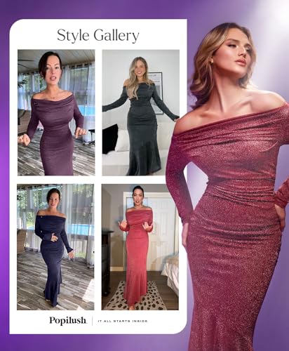 Sparkly Dresses for Women Long Sleeve Off The Shoulder Cocktail Dresses Bodycon Shapewear Mermaid Dress