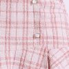 Women's Plaid Skirts Ruffle Hem Button Decor Tweed Mini Skirt