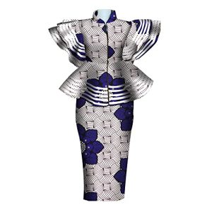 Women African Dresses Clothing Dashiki Bazin Riche Dress Women Skirt Set Print Ankara Zipper Top