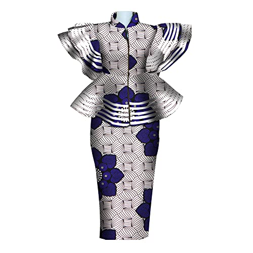 Women African Dresses Clothing Dashiki Bazin Riche Dress Women Skirt Set Print Ankara Zipper Top