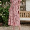 Womens Summer Floral Maxi Dress Short Sleeve V Neck Button Belt Casual Long Flowy Shirt Dress
