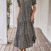 Summer Dresses for Women 2025 Casual Floral Boho Midi Sun Dress Puff Short Sleeve Flowy Beach Vacation Sundress