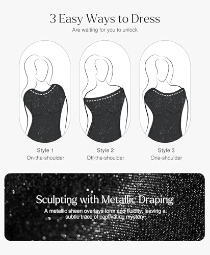 Sparkly Dresses for Women Long Sleeve Off The Shoulder Cocktail Dresses Bodycon Shapewear Mermaid Dress