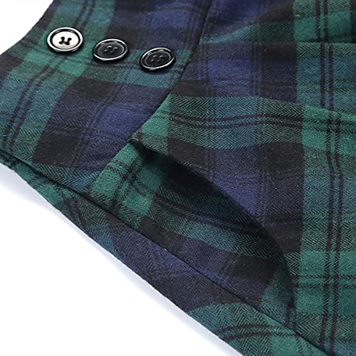 Plaid Skirt for Womens High Waist Aline Pleated Midi Skirts