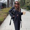 Pleated 2 Piece Outfits for Women Long Sleeve Oversized Button Down Shirt Wide Leg Pants Sets Casual Loungewear