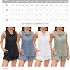 100% Linen Sets for Women 2 Piece Lounge Outfits Collared Sleeveless Button Down Shirt High Waisted Shorts Summer Set
