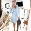 Long Sleeve Denim Dress for Women Jean Dress Button Down Casual Babydoll Denim Shirt Dress