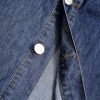 Women Denim Shirt Dress V Neck Short Sleeve Long Bottom Down A-Line Jeans Dresses with Pockets